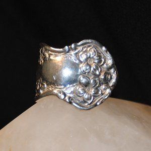 Boho Vintage Handmade Sterling Silverplate Daffodil Spoon Ring Size 6